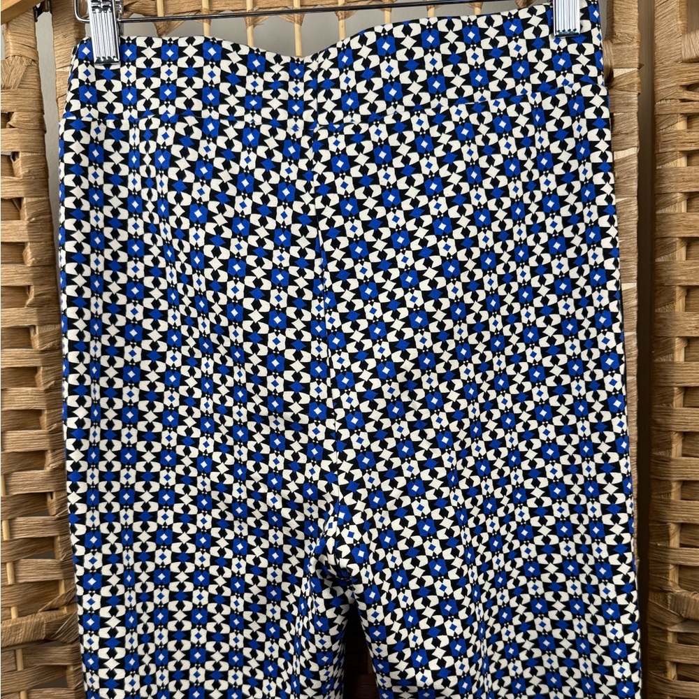 Anthropologie Maeve Black and Blue Geometric Print High Rise Flare Pants Small - Picture 8 of 10